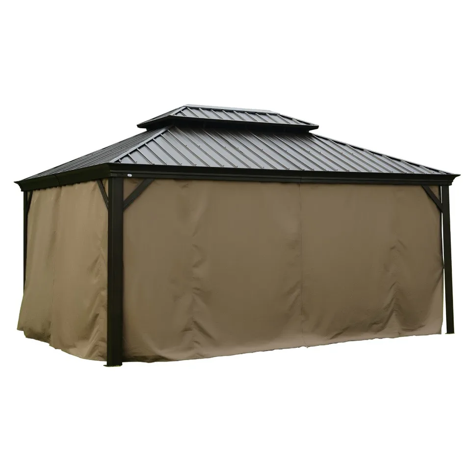 Kozyard 12' x 16' Outdoor Gazebo Privacy Curtain Sidewall, Waterproof Patio Privacy Curtain with Center-Zip Design, Replacement for Hardtop Gazebo, No return, No refund