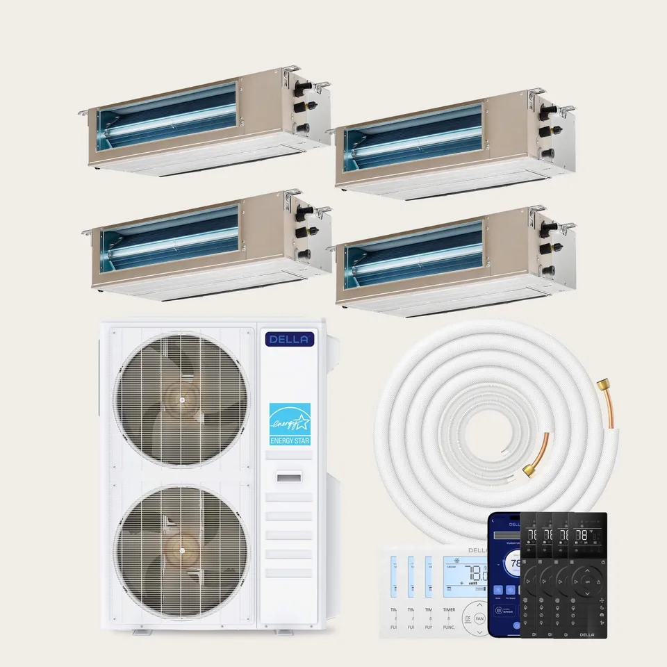 DELLA 48000 BTU Quad Zone Concealed Ducted Mini Split Heat Pump AC (12K+12K+12K+12K)