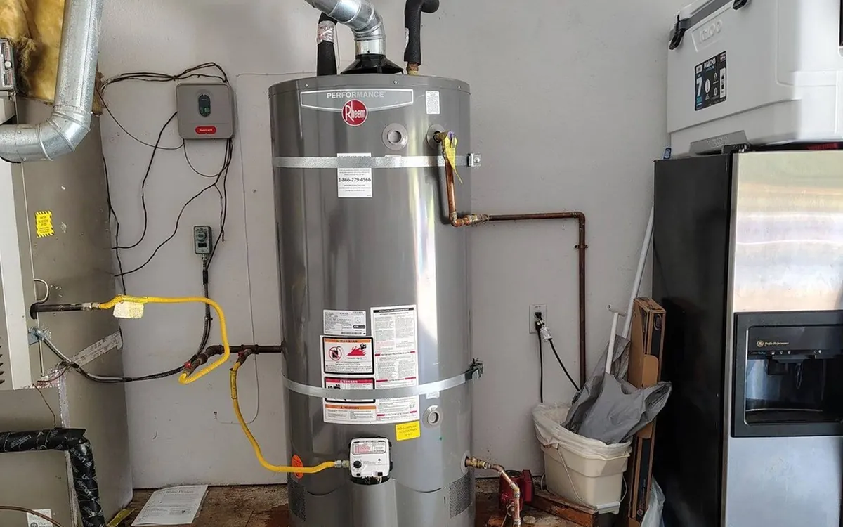 Water heater installed in the garage