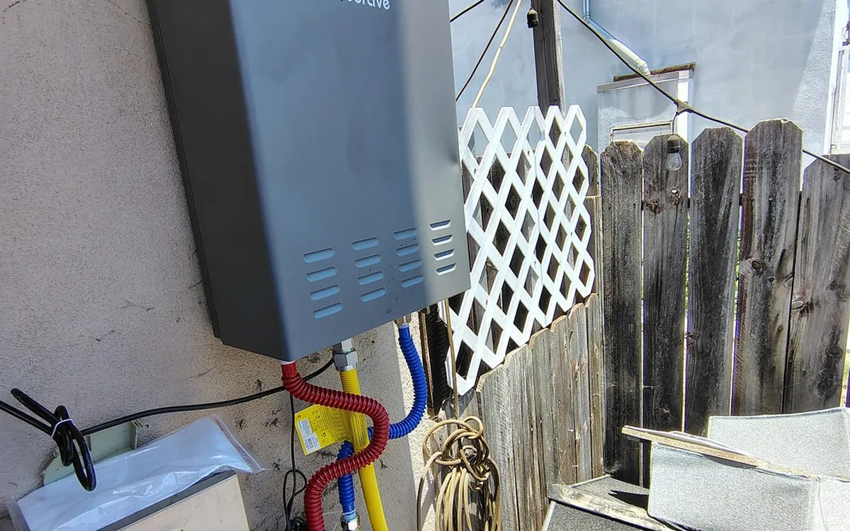 Outdoor tankless water heater install