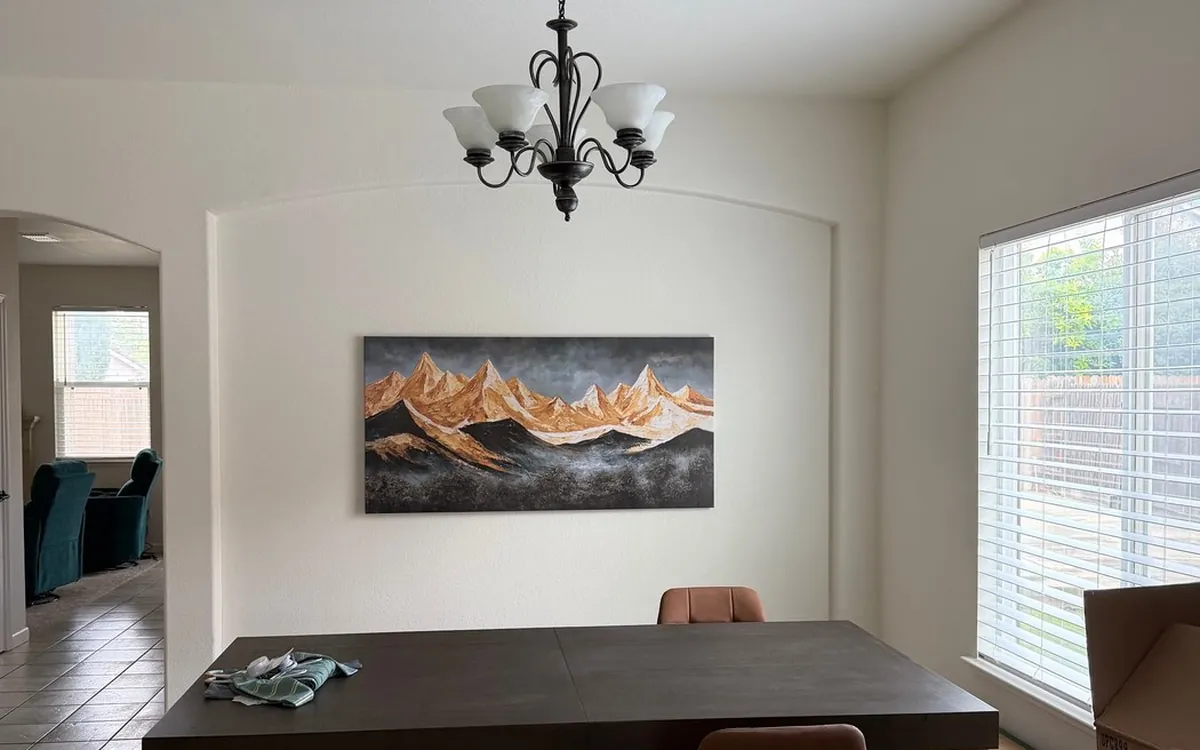 Dining room chandelier installed by Zomg