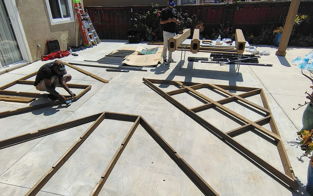 Concrete form set for a new gazebo pad