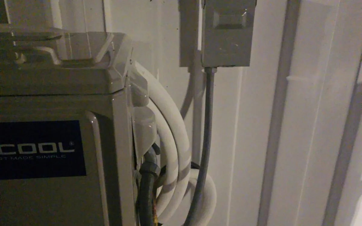 MRCOOL condenser with the line set connected