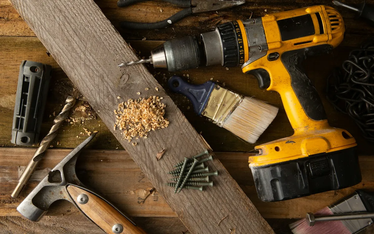 Tools laid out on a workbench