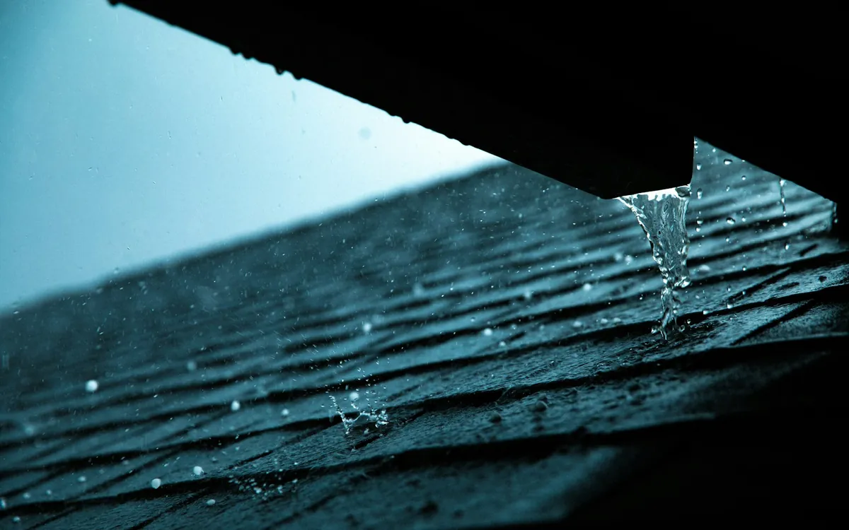 Rain gutter on a roof edge