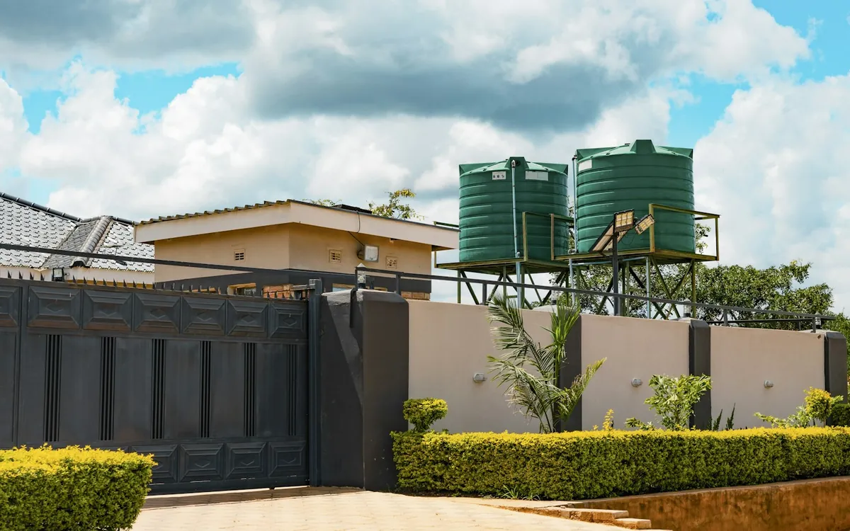 Water treatment tanks at a home