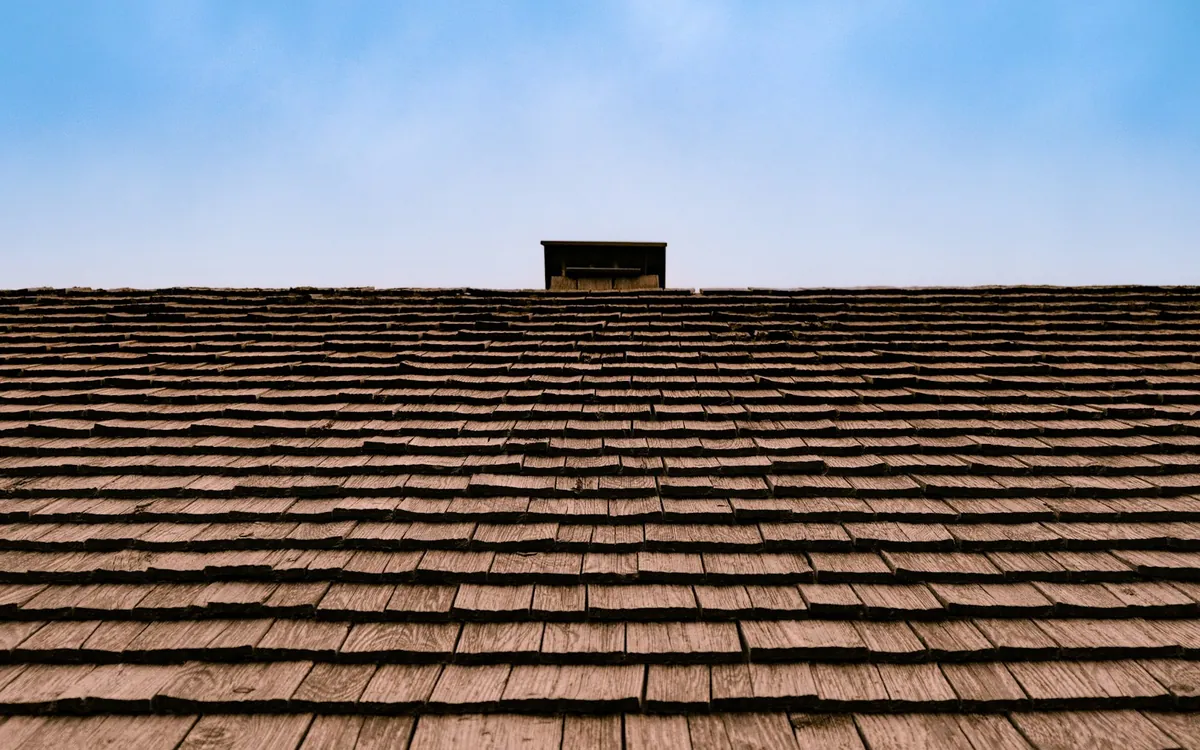 Roof of a building against the sky